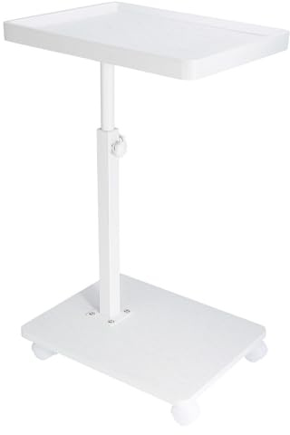 C Table End Table Adjustable Height 360° Swivel TV Tray Table With Wheels | For Easy Movement, Space Saving C Shaped Side Tables,Suitable Living room Bedroom for Sofa Bed Chair(White 40 * 30 * 45~80cm)