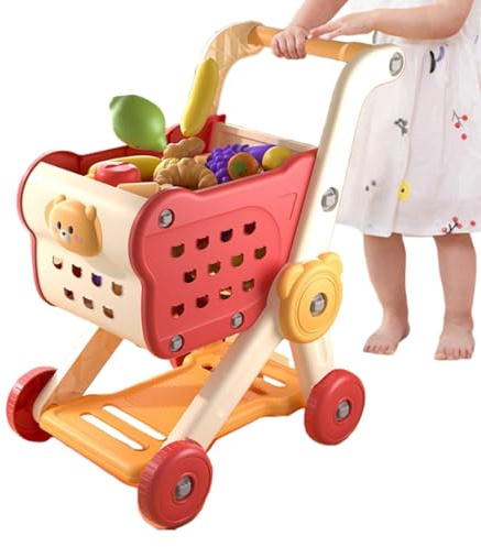 Kindereinkaufswagen - Kleinkinder Lebensmittelwagen, Baby -Push -Wagen | Interaktiven tun Marktspielzeug, pädagogisches Rollenspiel -Lebensmittel -Set, lustige Aktivitäten für Spieltime -Lerngüter