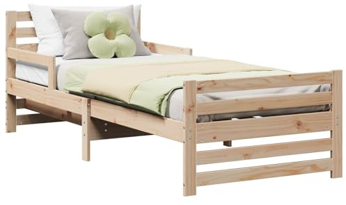 vidaXL Bed Frame with Headboard Brown 80 x 200 cm Engineered Wood, Stylish Wooden Bed Frame, Rectangular Design, Durable for Kids, Simple, Contemporary, Child Friendly, Solid Wood