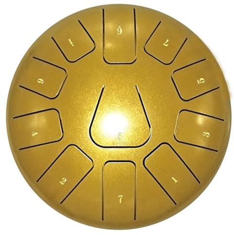 Flaroey 8 Inch Steel Tongue Drum, 11 Note Tambourine with Drumsticks and Finger Picks for Meditations Tambourine Instrument J