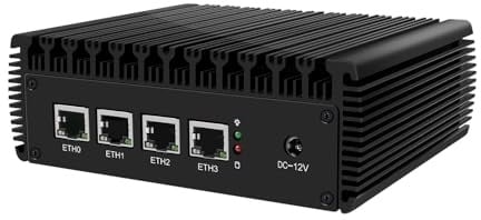 ANDAQI Micro Firewall Appliance, Mini PC, PFSense, Mikrotik, OPNsense, Untangle, VPN, Router PC, N5105, RJ02, 4 x 2.5GbE I225-V B3, HDMI, DP, 4 x USB, 16G RAM, 64G SSD