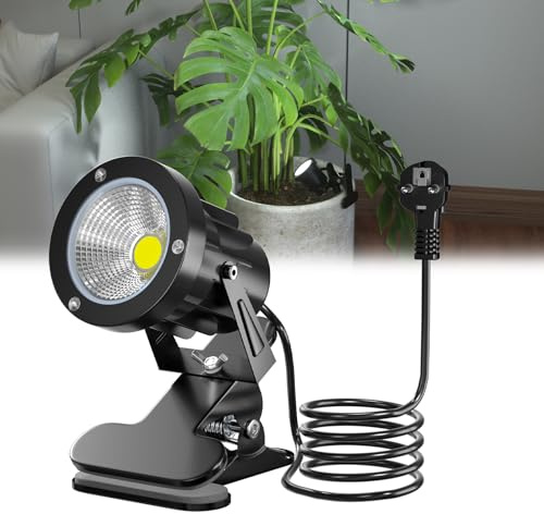 Lustaled 7W LED Lampe Pince,IP65 Résistante Lampe Clip Spot Intérieur et Extérieur pour Plantes,6000K Blanc Froid Spot à Pince avec Câble