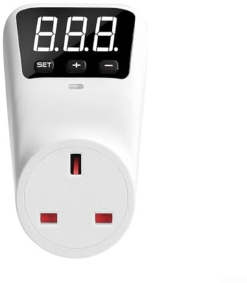 Adjustable Voltage Protector Socket 16A Surge Protection with Automatic Power Cutoff and Delay Timer, Overvoltage Undervoltage Guard for Appliance(UK)