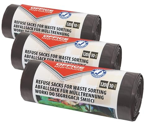 OFFICER PRODUCTS Products 22 Müllbeutel 120 l Stark 10 Stück/1 Rollen Müllsack Mülltüte Abfallsäcke für Den Hausmüll Zur Trennung von Bioabfällen Reissfest (LDPE) Farbe: Braun (Packung mit 3)