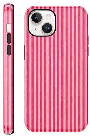 Saqmkil Cover per iPhone 15, Aesthetic estate Stripes Striped Motivo Disegni Moda Silicone Custodia, TPU Donna Sottile Morbido Antiurto Bumper Protettiva Case Custodie per iPhone 15 6,1'',Rosa