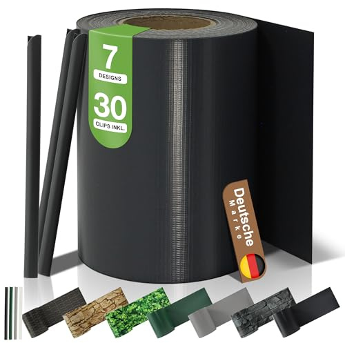 BooGardi Bande brise-vue en PVC - 19 cm x 35 m - Anthracite - 3 rouleaux - 450 g/m² - Avec 30 clips - Panneau de clôture pour clôture à double fil et clôture en natte - Opaque et résistant aux