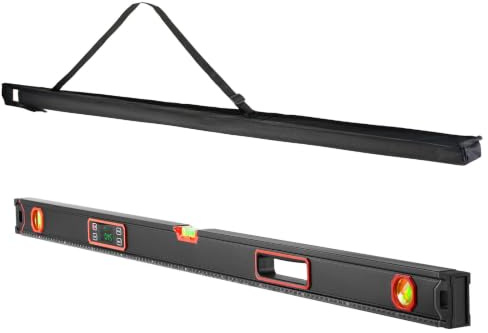 VEVOR Niveau Électronique 1200 mm, Niveau à Bulle Numérique Magnétique 360° pour Construction, Menuiserie, Bricolage et Rénovation, avec Écran LED Rétroéclairé et Fioles 0°, 45°, 90°, Indice IP54