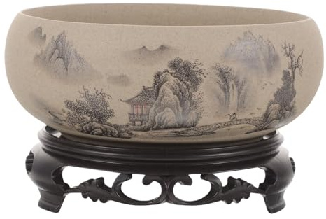 ZBIianxer Chinesischer Keramik Hydrokulturtopf, künstlerischer Übertopf mit Aquarell Design für Wurzelwachstum Chinesischer Hydrokulturtopf