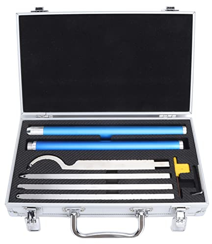 8 Pcs Wood Turning Tool Set with Tungsten Carbide Inserts, Stainless Steel Lathe Rougher Finisher Tools, Adjustable Aluminum Handle for Woodworking, Includes Wrench and