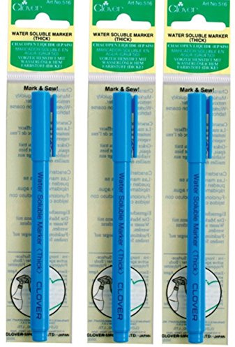 Clover 516 Water Soluble Thick Marker Pen SET OF THREE!