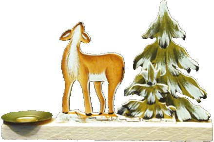 alles-meine.de GmbH Holz Bastelset 3-D - Kerzenhalter REH mit Baum - Natur Weihnachten Bilder Bild/zum selber basteln - Echt Erzgebirge - Handarbeit aus Deutschland - Deko für ..