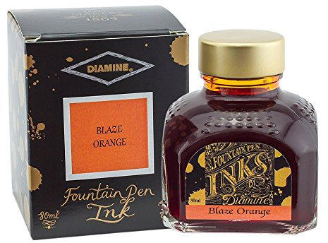 Diamine 80ml Blaze Orange fountain pen ink bottle