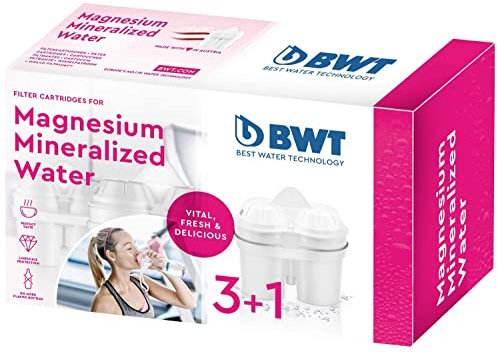 BWT L0814334 Magnesium Gourmet 3 + 1 Filterkartuschen, Kompatibel Brita Maxtra sauf Perfect Fit, Weiß