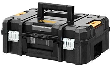 DEWALT Tstak II Transportbox / stabelbare Werkzeugbox (kombinierbar mit anderen Tstak-Boxen, sichere Verwahrung von Elektrowerkzeugen und Handwerkzeugen), DWST1-70703