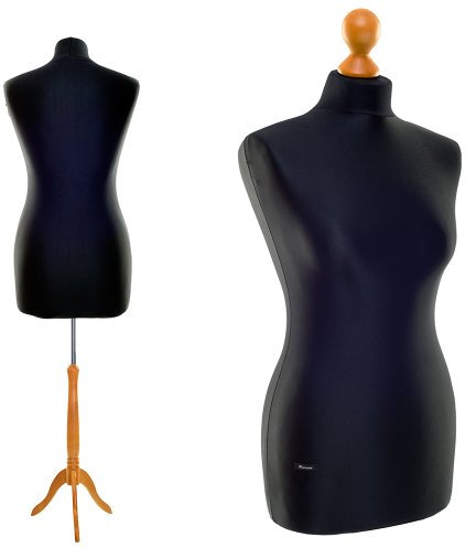 LUCCESI | Schneiderpuppe | zum Probierpreis! | Größen S - XL (Female ♀) | Torso Size: XL (44-46) | Wechselbezug schwarz | Standfuss buche | Damen - Schaufensterpuppe