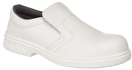 Portwest Mocasín De Seguridad Steelite S2, Tamaño: 48, Color: Blanco, FW81WHR48
