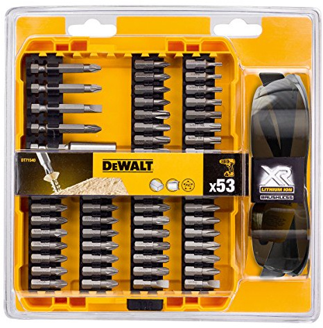 DEWALT DT71540-QZ DT71540 Brushless Screwdriver Bit Set (53 Piece) with Safety Glasses