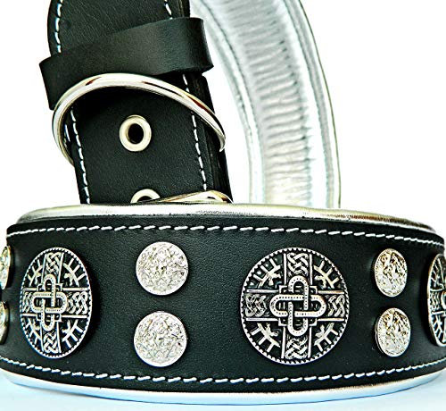 Bestia™ Hektor Echtleder Hundehalsband für große Hunde. 100% Leder. Weich gepolstert. 6,3 cm breit. Einzigartiges Design und Qualität. Cane Corso, Rottweiler, Dogo. Handgefertigt in der EU!