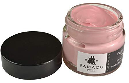 Famaco Leather Repair & Dye Cream | Self Seal Colourant for Quick and Easy Repair | Suitable for Sofas, Car Seat, Shoes, Handbag, and More (Pink Rose Pale)
