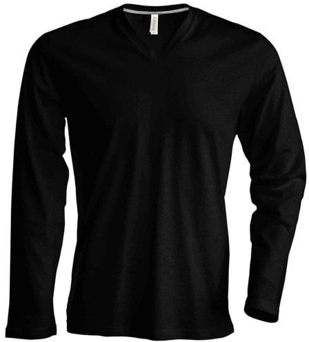 Kariban Mens Slim Fit Long Sleeve V Neck T-Shirt