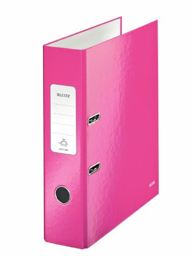 LEITZ WOW 80 mm Spine Lever Arch Files 180° Laminated Pink Pack of 3