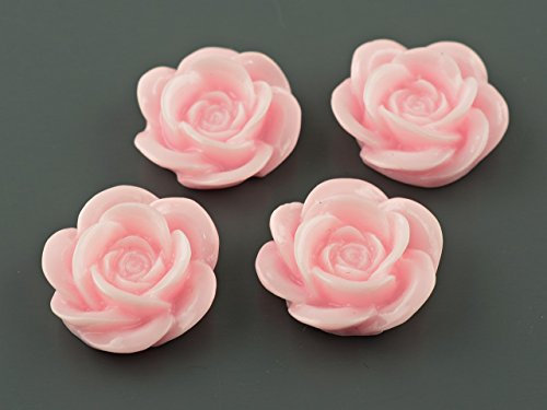 4 cabochons en tant que des roses en rose, 18 mm Parts Vintage, Bijoux DIY