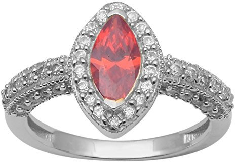 Shine Jewel Bague en argent marquise avec zircone cubique et topaze blanche. pour femme P Marquise Zircone cubique Blanc