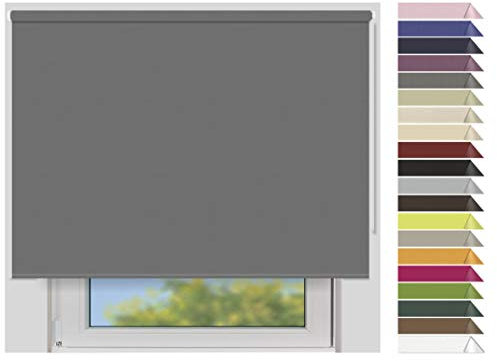 EFIXS Verdunklungsrollo Maxi - 32 mm Welle - Breiten: 40-240 cm - Höhen bis 240 cm - Hier: 140 cm x 240 cm (Stoffbreite x Höhe) - stahlgrau (7903) - lichtundurchlässig - Blickdicht