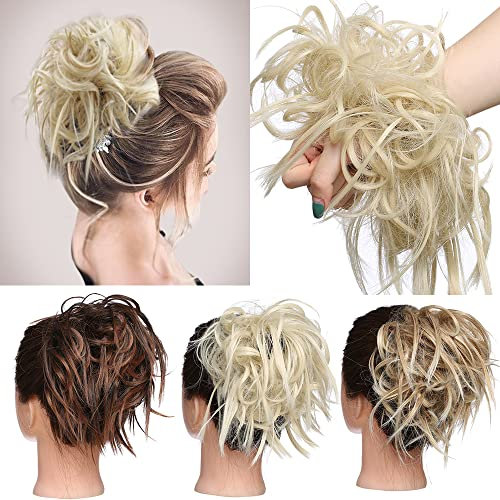TESS Haarteil Dutt Haargummi mit Haaren Glatt struppige Haarknoten Hochsteckfrisuren günstig Haarverlängerung für Frauen 45g Blond