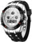 Herren Sport Chunky Uhren Wasserdicht Stoppuhr Datum Alarm Licht Digital Analog Militär Armbanduhr für Herren mit Kautschuk Band in Silber Weiß