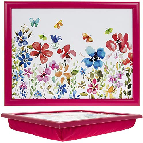 The Leonardo Collection Butterfly Meadow Laptray For Food Serving & Breakfast | Comfortable Bean Bag Lap Trays With Cushion | Durable Food Tray For Eating On Lap | Ideal Laptrays For Home & Adults