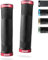 AARON MTB Fahrradgriffe, sportliche Lenkergriffe aus rutschfestem Gummi, Rote Lock-On Gel Griffe mit Lenkerendkappen für Mountainbike, Trekkingrad, E-Bike, Crossbike, Fixie u.v.m., Rot