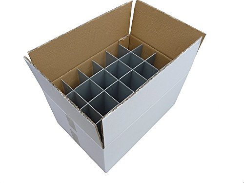 Glassware Storage Box - Pack of 1 | Glassware Packing Box | Strong - Double Walled Cardboard Box | 24 Cells | Glass or item max width 80mm, glass max height 250mm