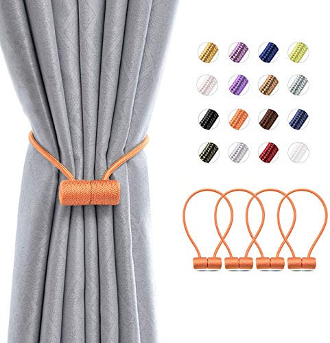 Pretty Jolly Magnetische Vorhang-Raffhalter, 40,6 cm, modern, handgefertigt, gewebt, bequem, dekorativ, für Zuhause und Büro, Fenster, Orange