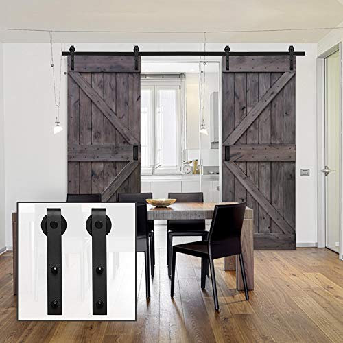 6.6FT/200cm Herraje Puerta Corredera Kit de Puerta de Granero Con Riel Deslizante para Puerta de Granero Doble