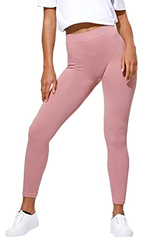 STARK SOUL Ribbed Lounge Leggings für Damen, RIPP-Leggings | Schwarz, Grau und Alt-Rosa | Größen: XS-S und M-L