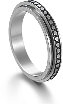 PAMTIER Damen Edelstahl Angst Ring Drehbare Statement Ringe