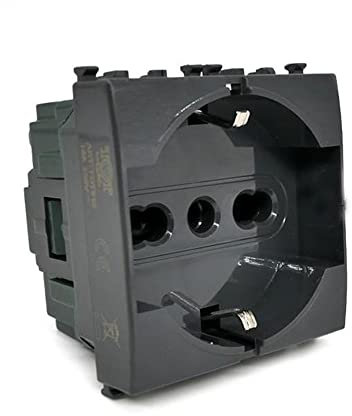 Vetrineinrete® Presa schuko 16A compatibile con vimar plana prese spina 2P presa elettrica a muro spina (Nero)