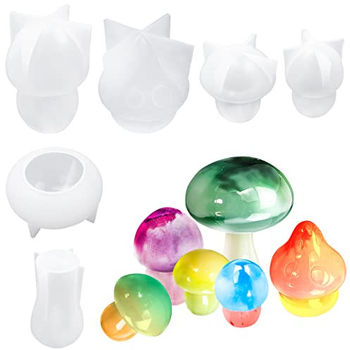 DIYBravo 6 Stück Silikonformen Epoxidharz Pilz 3D Form Kerzenformen für Harz Gießen Silikon Candle Mould für Harzformen Dekorationen DIY Home Deko GeschenkOhrringe DIY Werkzeug