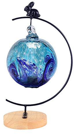 YY YEARCHY Ornament Display Stand Metal Stand Air Plant Stand Flower Pot Holder Iron Stand for Hanging Glass Globe Ball (Rabbit round wood)