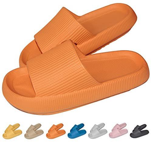 HIDARLING Badeschuhe Herren Damen Badeschlappen Wolke Hausschuhe Rutschfeste Badelatschen Schlappen (Orange, adult, men, numeric_40, numeric_range, eu_footwear_size_system, numeric_41, medium)