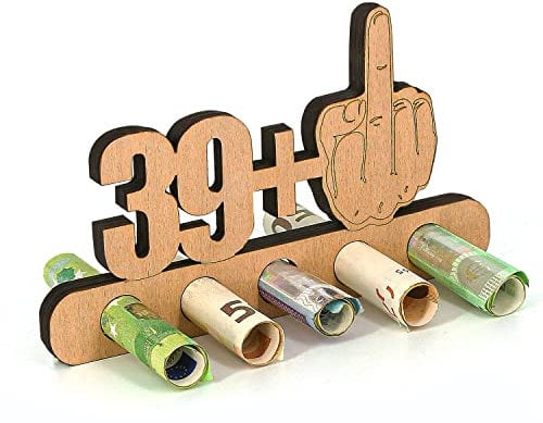 Giftota - Originelle Lustig 40. Geburtstag Geldgeschenk Holz - 39 + 1 - Geschenk zum 40.Geburtstag - Geburtstag Jubiläum - Geschenke aus Holz - Geschenke für Frauen & Männer