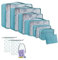 SHAINE 10 Teilige Packing Cubes, Kofferorganizer Packtaschen Set Travel Accessories wasserdichte Reise Koffer Organizer Packwürfel für Rucksack Kosmetiktasche Kleidertaschen Schuhbeutel Hellblau