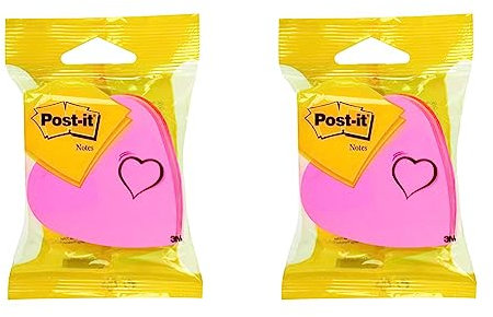 Post-it 76x76 mm Heart Shaped Cube Notes - Pink (Pack of 2)