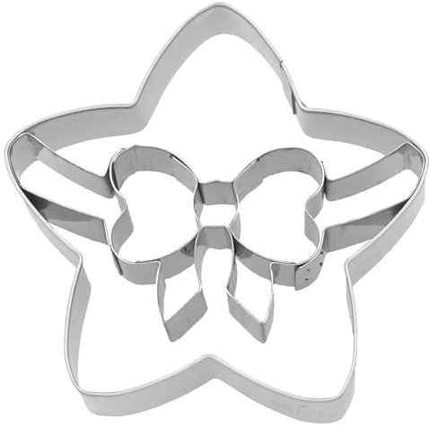 Birkmann, Ausstechform Stern mit Schleife, 6,5 cm, Edelstahl, mit Innenprägung, hochwertige Qualität, 189942
