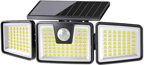 156LED Solar Lights Outdoor, Solar Security Lights Outdoor Motion Sensor 270° Wide Lighting Angle, Solar Floodlight IP65 Waterproof, Solar Wall Lights for Front Door, Yard, Garage, Garden (1 Pack)