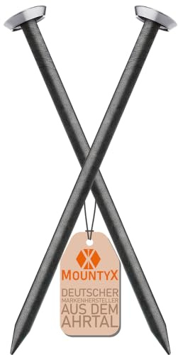MountyX® – Bildernägel im Mix in den Längen 20mm, 25mm, 30mm, 40mm, 50mm – Stahlnägel für den Einsatz auf Beton, Ziegelstein, Putz & Holz – Made in Europe (Silberner Kopf, 100 Stück)
