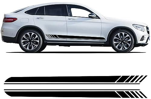 OGRAFF Auto Seitenschweller Aufkleber für Mercedes Benz GLC Class X253 Coupe C253 GLC250 GLC300 GLC43 GLC63 AMG, Black, Gestreift, Vinyl, Minimalistisch, Autoschutzkleber, Sticker, Dekor