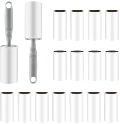 Ortviai 15 Rollen Fusselroller mit je 60 Blatt, Fusselrolle Tierhaare Kleidung mit 2 Griff, Fusselrolle Ersatzrolle, Lint Roller, für Betten, Sofas, Kleidung, Haare, Katzenhaare, Hundehaare