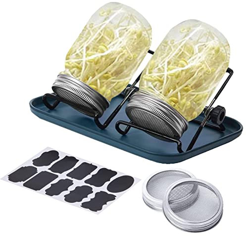 Kit De Tarro De Germinación, Juego De Tarros Hidropónicos Para Uso Doméstico, Soporte Y Bandeja Para Kit De Tarro De Germinación De Acero Inoxidable, Germinador De Semillas Para Interiores, Para Pri